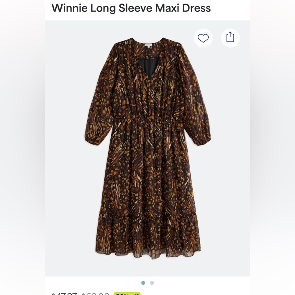 NWT Plus 2x Dress. Brown and Black Long Sleeve Dress Stitch Fix Nine Britton